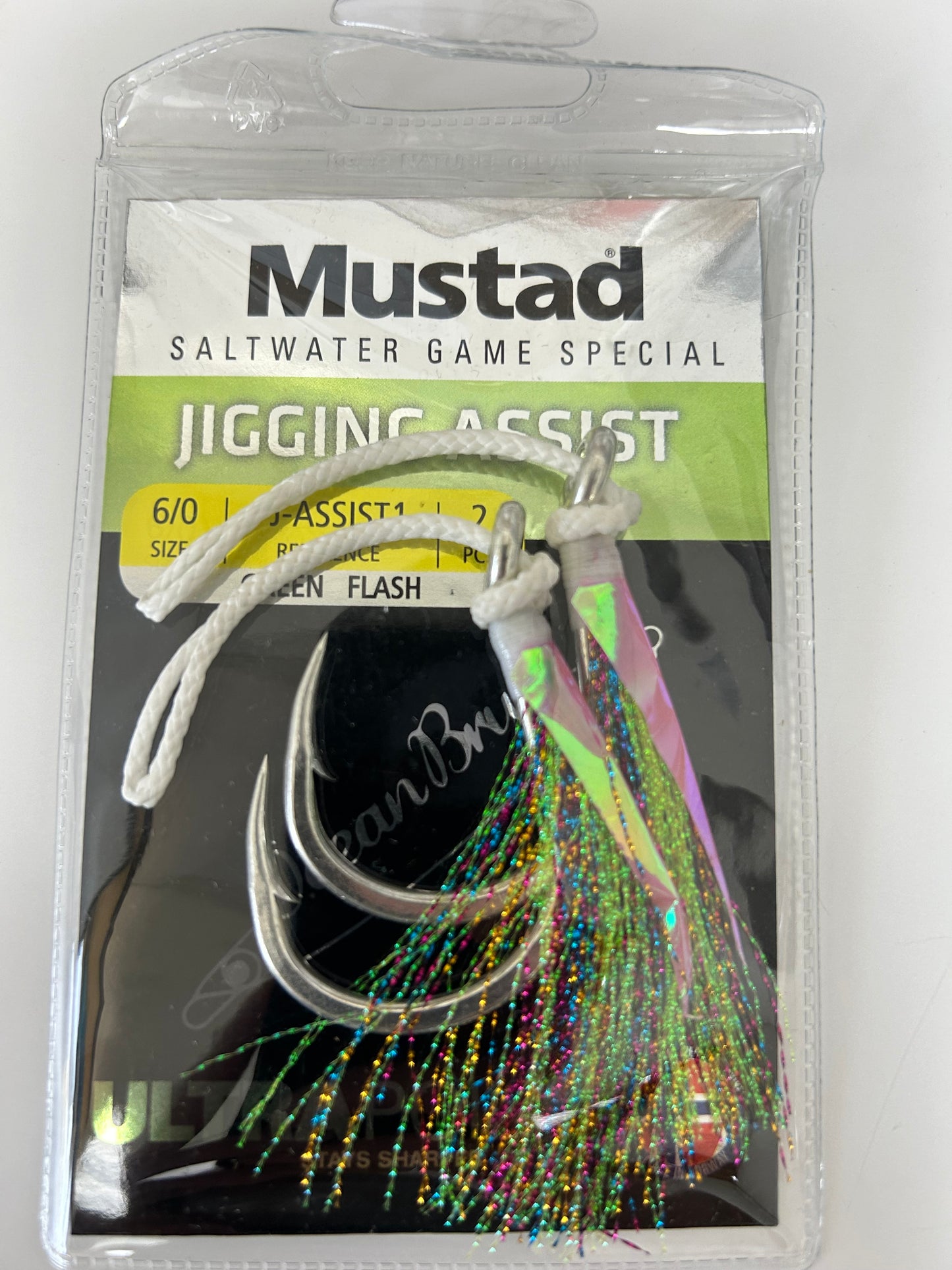 MUSTAD JIGGING ASSIST 6/0  GREEN FLASH 2 PC