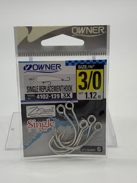 Owner Single Replacement Hook Size 3/0