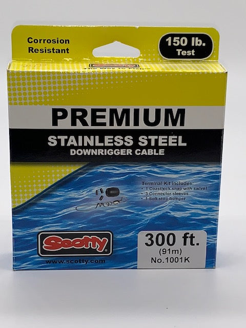 Scotty Premium Stainless Steel Downrigger Cable 300ft, 150lb
